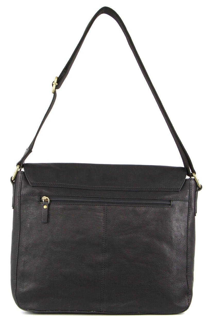 Pierre Cardin Rustic Leather Computer Bag in Black (PC3136)