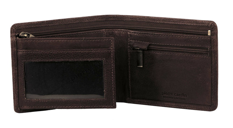 Pierre Cardin Rustic Leather Mens Wallet in Chocolate (PC3254)
