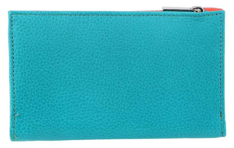 Pierre Cardin MultiColour Leather Ladies Tri-Fold Wallet in Orange-Turqouse (PC3261)