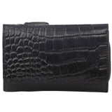 Pierre Cardin Croc-Embossed Leather Women's Tri-Fold Wallet in Black (PC 3277)