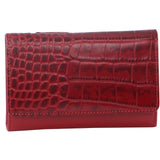 Pierre Cardin Croc-Embossed Leather Women's Tri-Fold Wallet in Red (PC 3277)