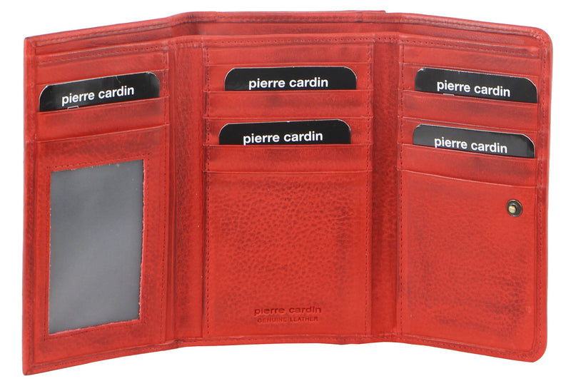 Pierre Cardin Italian Leather Ladies Wallet in Red (PC8776)