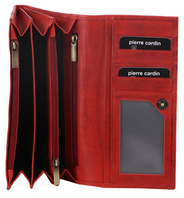 Pierre Cardin Italian Leather Ladies Wallet in Red (PC8785)
