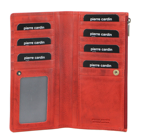 Pierre Cardin Ladies Leather Bi-Fold Wallet in Red (PC9130)