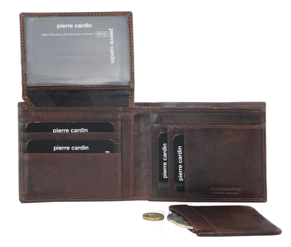 Pierre Cardin Italian Leather Mens Wallet/Card Holder in Chocolate (PC9449)